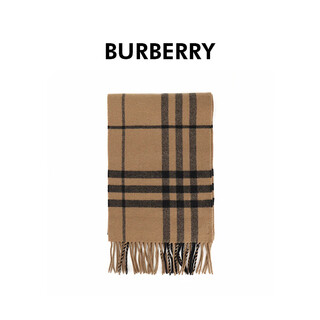 Burberry unisex brown wool plaid pattern tassel scarf 80899561 gift