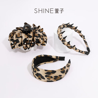 Xuanzi (shine) casual leopard shadow series elegant and fashionable leopard print headband tooth comb hairpin clip hair accessories birthday gift leopard print-pearl clip 1