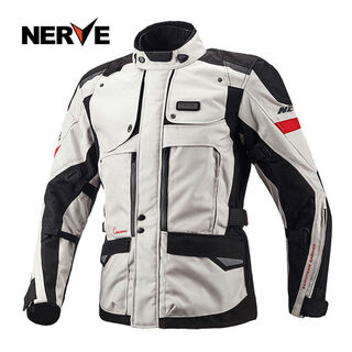 Litian four seasons motorcycle riding suit set men's rally suit heavy motorcycle suit anti-fall waterproof winter xl caucasian top gray white