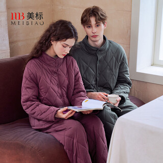 American standard three-layer thickened cotton couple pajamas set for women autumn and winter full cotton casual wearable warm home clothing for men dark gray (three-layer thickened cotton) xl