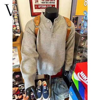 Ve gray henry collar sweatshirt men's autumn lazy style high-end sweater cleanfit bottoming shirt light gray //ve selection buttons please refer to the explanation video m recommendation 95-110jin jin is equal to 0.5 kg
