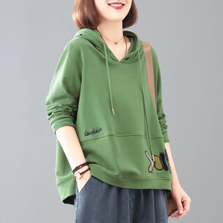 Qiuze chiutse shandong jimo sweater women's early autumn hooded sweater women's 2025 winter new large l size women's clothing long women's clothes green (collect and shop. prioritize delivery) m_recommended 80-100jin jin is equal to 0.5 kg