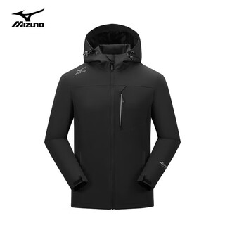 Mizuno outdoor jacket men's long sleeve jacket cotton hooded versatile comfortable windproof warm top black 2xl