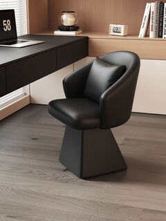 Yusenyi designer light luxury rotating leather makeup stool home girls' bedroom dressing stool dressing table stool back black 360 silent rotating ecological leather