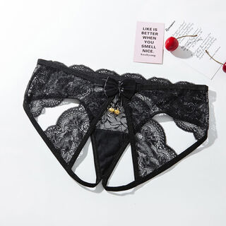 Large size hot pure desire panties hollow sexy sexy open lace bed bell thong women black m recommended 80-115jin jin is equal to 0.5 kg