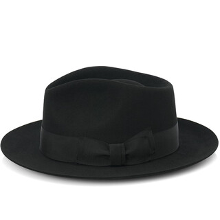 Znmw denla autumn and winter casual all-match hat pure wool fashion gentleman hat women's big brim british jazz black s (54-55cm)