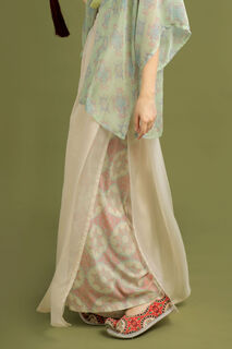 Mi ahuang white peach green plum song pants women's song dynasty hanfu song pants half-arm short shirt summer cool work commuting chinese style two-piece set song pants s s