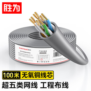 胜为（shengwei）超五类网线 CAT5e非屏蔽工程家装 支持POE供电监控布线100米 CLC-5100B