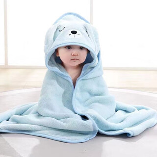 Baby blanket, bath towel, newborn baby blanket, cute bath towel, super soft, water-absorbent and warm coral velvet blanket, blue bark+80*80cm, category a infants and toddlers 100cm*100cm