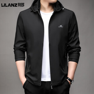 Lilang men's jacket hooded short autumn and winter 2025 new casual jacket men's thin young and middle-aged jacket men's trend black xl 180