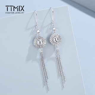 Ttmix honeycomb straw hat platinum earrings pt950 platinum ear hook women's tassel platinum earrings bohemian style 4.7-4.9g