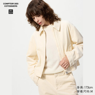 Uniqlo cooperation model/women's corduroy short jacket/coat jacket 480100 01 milky white m /160/84a