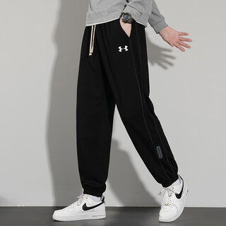 Under armor fashion trendy pants for men, autumn and winter, korean style trendy leggings sweatpants, men's loose sweatpants, casual trousers, black m recommended 90-110jin jin is equal to 0.5 kg