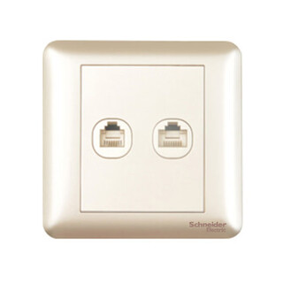 施耐德畅意+系列雅致金双联信息插座A3G52RJ5E_WG 双联信息插座 畅意+雅致金
