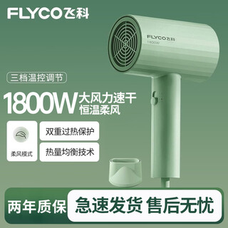 Flyco hair dryer household quick-drying portable student dormitory low-noise hot and cold wind high-power hair dryer negative ion hair care hair dryer 6296/6276 flyco 1800w high power non-negative ion