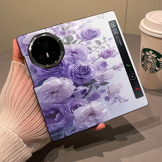 Original quality, suitable for honor magicv3 mobile phone case, magicvs3 folding flip leather case, magnetic suction, transparent black - big rose flower, honor magicvs3