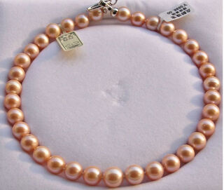 Miaojufu gets 10% off for fake natural freshwater pearl necklace with nearly perfect round glare, a gift for mother-in-law, 41cm, pink natural glare 78mm