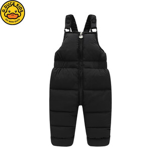 G.duckkids children's down cotton pants autumn and winter plus velvet thickened overalls baby outerwear one-piece cotton pants open style baby pants black 100 recommended height 96-105cm age 2-3 years old