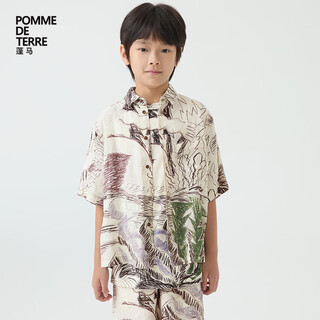 Pommedeterre children's casual short-sleeved shirt off-white 150