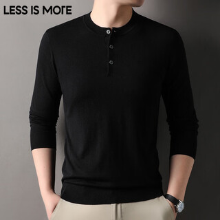 Less is more lilang worsted men's henley collar sweater spring and autumn thin bottoming sweater wool cashmere black thin thin s 165