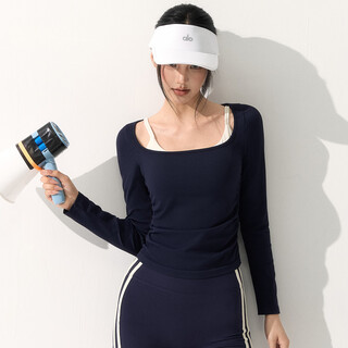 Lululmcctn yoga wear women's pilates professional training fitness slim running fitness long sleeve t-shirt navy s