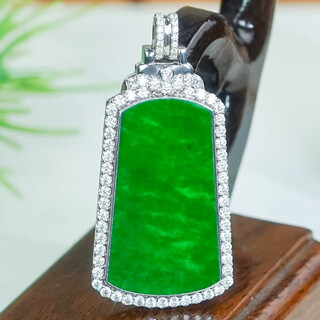 Lolia 18k gold inlaid with jade natural jadeite wushi brand pendant a-grade elegant and luxurious inlaid with green fan-shaped jade pendant for women