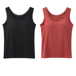 Buy one get one free vest with breast pads, lace slim fit bottoming shirt csqy lace bottoming shirt jd buy one get one free, black + burgundy 3xl (recommended 140-155jin jin equals 0.5kg)