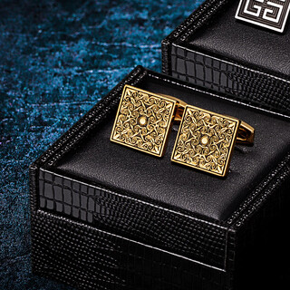 KFLK高档法式袖扣衬衫复古设计袖钉男士礼物袖口扣钉Cufflinks 金色复古袖扣K064