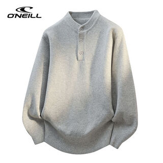 O neilloneill/o'neill henry collar thick sweater men's autumn and winter 2025 new loose lazy style sweater light gray m