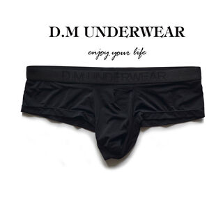 Dm men's underwear low waist sexy ice silk thin breathable transparent t pants single thong thong sexy high elastic protrusion black xl