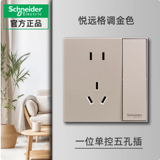 Schneider switch socket yueyuan series style gold 86 type household frameless one open two or three plug concealed panel one open five holes 1 piece