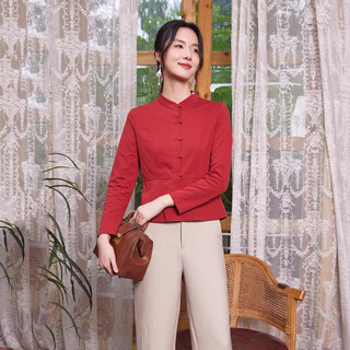 Bu fu new chinese style stand collar embroidered shirt women 2025 autumn new style 2025hjcs orange fitted chinese style collar small top s