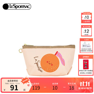 Lesportsac new trendy series fashion printed mobile phone bag women's clutch bag gift for girls round orange
