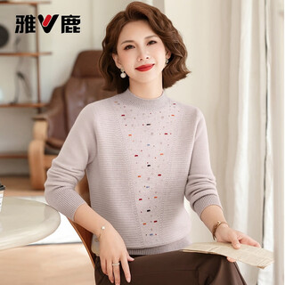 Yalu mother's wear 100% sheep sweater for women winter new middle-aged and elderly half turtleneck temperament sweater warm knitted sweater for women