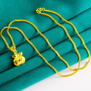 Liu dawen gold necklace women's 9999 pure gold chain pure gold pendant small apple real gold set chain chinese valentine's day gift set of pendants about 5.08-5.3g (including labor fee 20)