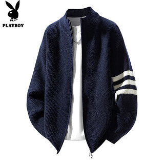 Playboy (playboy) sweater men's cardigan stand collar jacket men's winter sweater men's warm casual trend line clothes