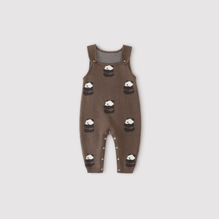 Bali piggy baby overalls pure cotton knitted pants for boys and girls jumpsuits autumn and winter thickened warm pants baby brown panda 80