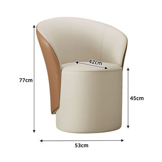 Yusenyi leather makeup stool light luxury bedroom dressing table stool home rotating makeup chair manicure stool dining chair dark orange and off-white leather non-rotatable