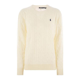 Ralph lauren women's sweater warm and soft autumn and winter daily knitted simple panna one size | xs