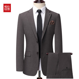 Hongdou men's fashion versatile casual suit suit 2025 autumn new business professional work fit jacket brown l 175