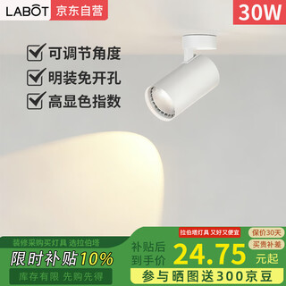 Labot adjustable-angle surface-mounted spotlights store commercial small ceiling-mounted track light home spotlight led ceiling light-white-30w-white light