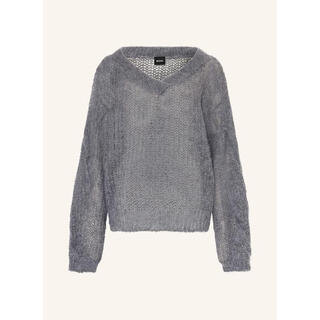 Boss women's sweater warm and soft blended autumn and winter daily knitted simple gray one size |