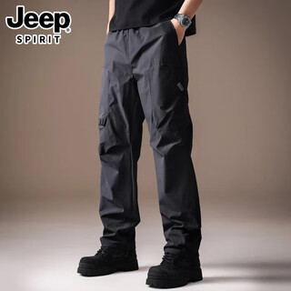 Jeep spirit high-end american outdoor waterproof jacket men's autumn new workwear casual quick-drying sports logging straight trousers obsidian black regular style xl suitable for 150-170jin jin equals 0.5 kg
