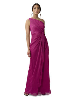 Adrianna papell women's stardust pleated draped gown fuchsia 4