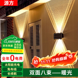 Yuanfang solar lighting wall washing light control induction outdoor lighting garden landscape wall lamp waterproof projector spotlight double-sided eight beams
