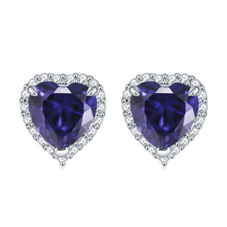 Reza quality 925 silver european and american gemstone love earrings for women colorful zircon heart-shaped earrings silver earrings high 925 silver tanzanite blue december