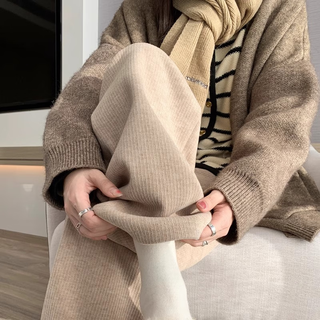 Bo na ling maternity pants for autumn and winter wear wide leg straight pants loose drapey slim casual pants maternity wear drapey maternity pants - khaki l (recommended 105-125 jin jin equals 0.5 kg)