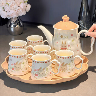 Xibaisheng light luxury water cup home set living room hospitality tea cup drinking cup high-end tea set wedding housewarming gift light luxury tea set 8-piece gift box 1914