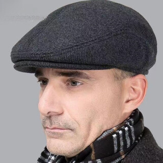 Zhongfei hat men's autumn and winter new middle-aged and elderly advance hat warm peaked cap outdoor leisure versatile woolen advance hat twill dark gray one size