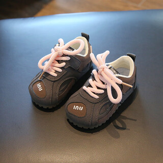 Terranis yangma recommends korean version baby birkenstock shoes toddler shoes autumn and winter new boys' sports shoes trendy brand retro baby pink 16_inner length 12cm